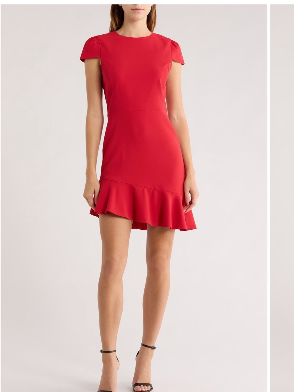 Alice + Olivia Red Ruffle-Hem Mini Dress